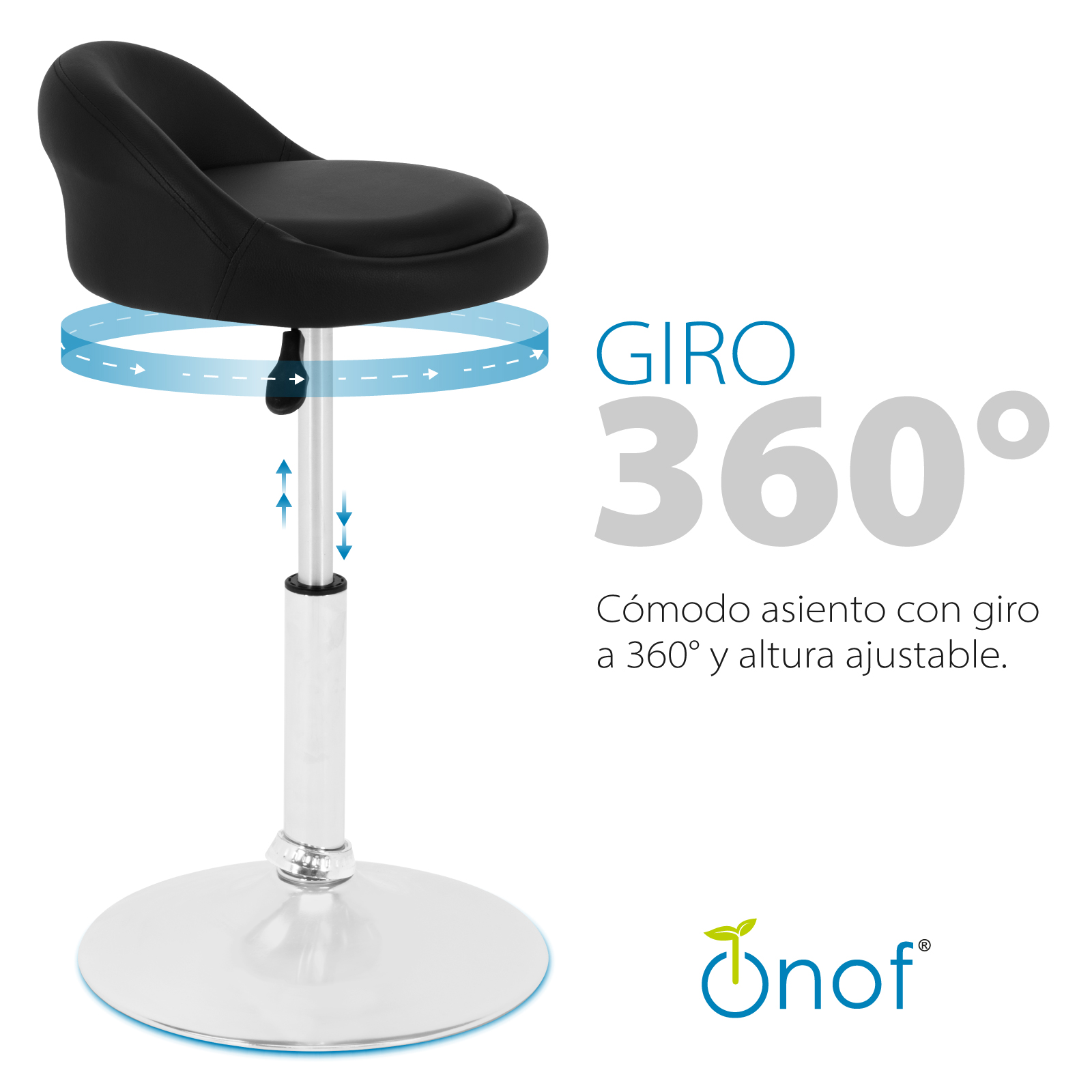 Bancos para Bar Onof 4 Piezas De piel con Altura Ajustable y Giro de 360, Silla Alta para Barra Desayunador, Restaurante, Cafetería