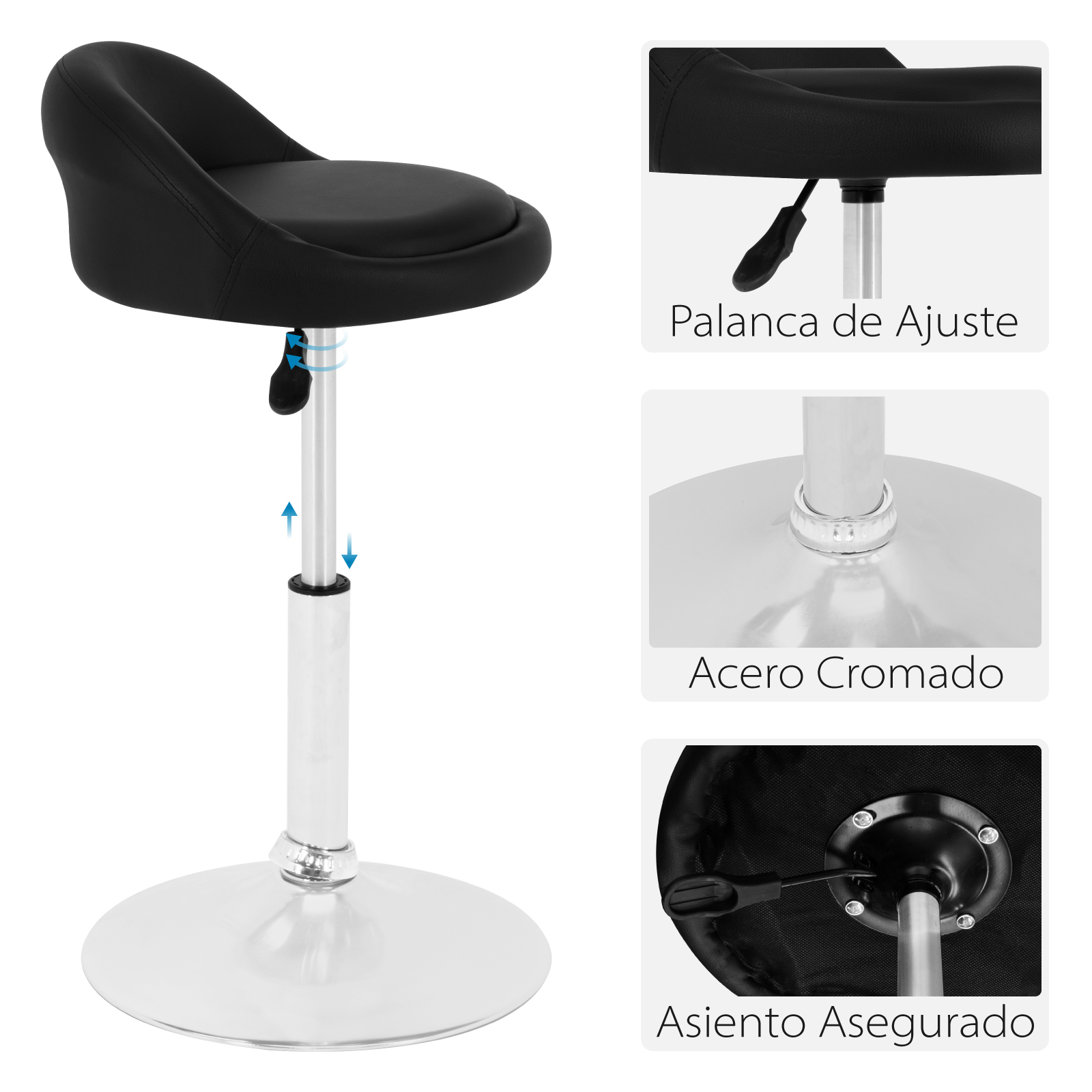 Bancos para Bar Onof 4 Piezas De piel con Altura Ajustable y Giro de 360, Silla Alta para Barra Desayunador, Restaurante, Cafetería