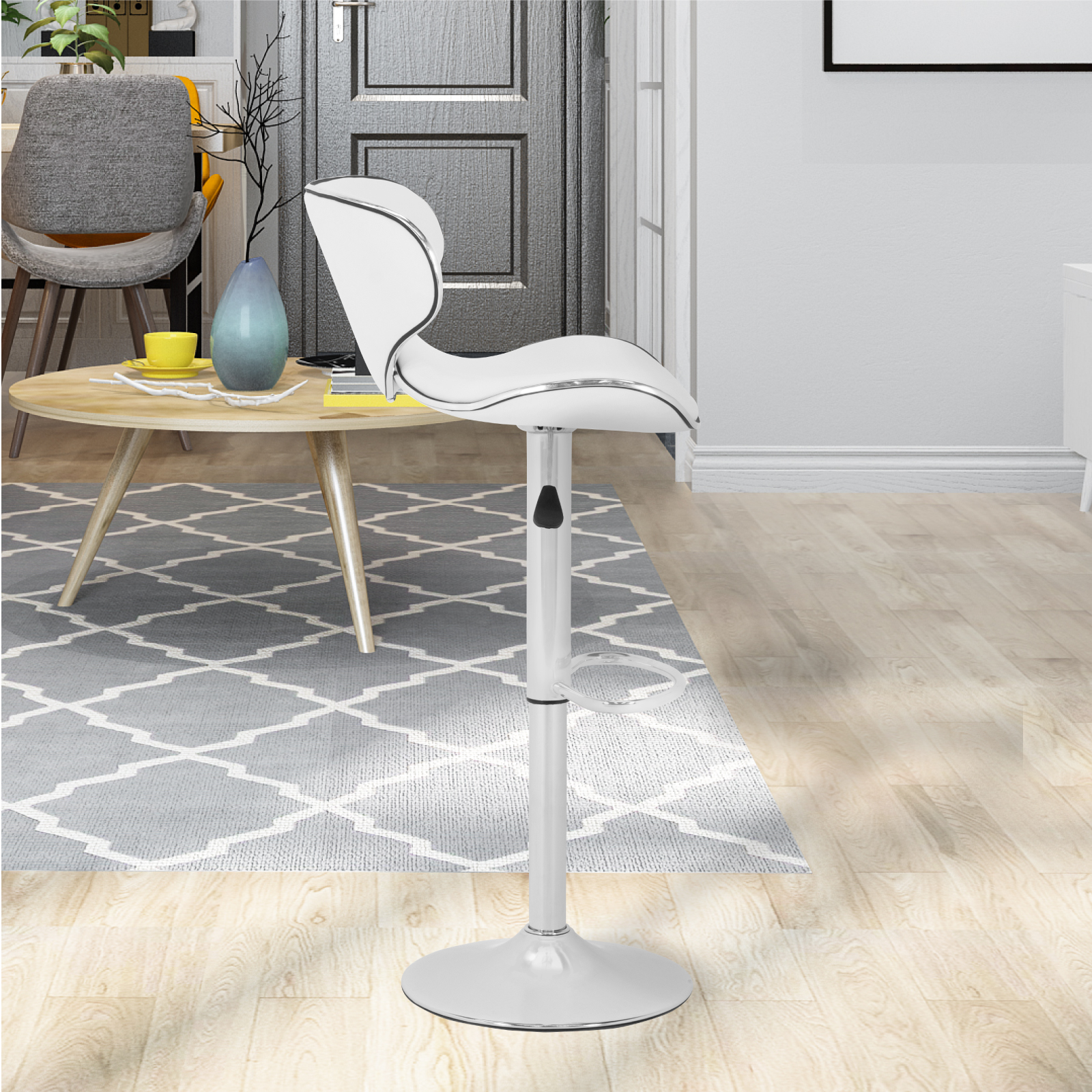 Kit de2 Banco Alto Onof para Barra con Respaldo Giratorio y Altura Ajustable, Bancos para Bar Restaurante Cafetería