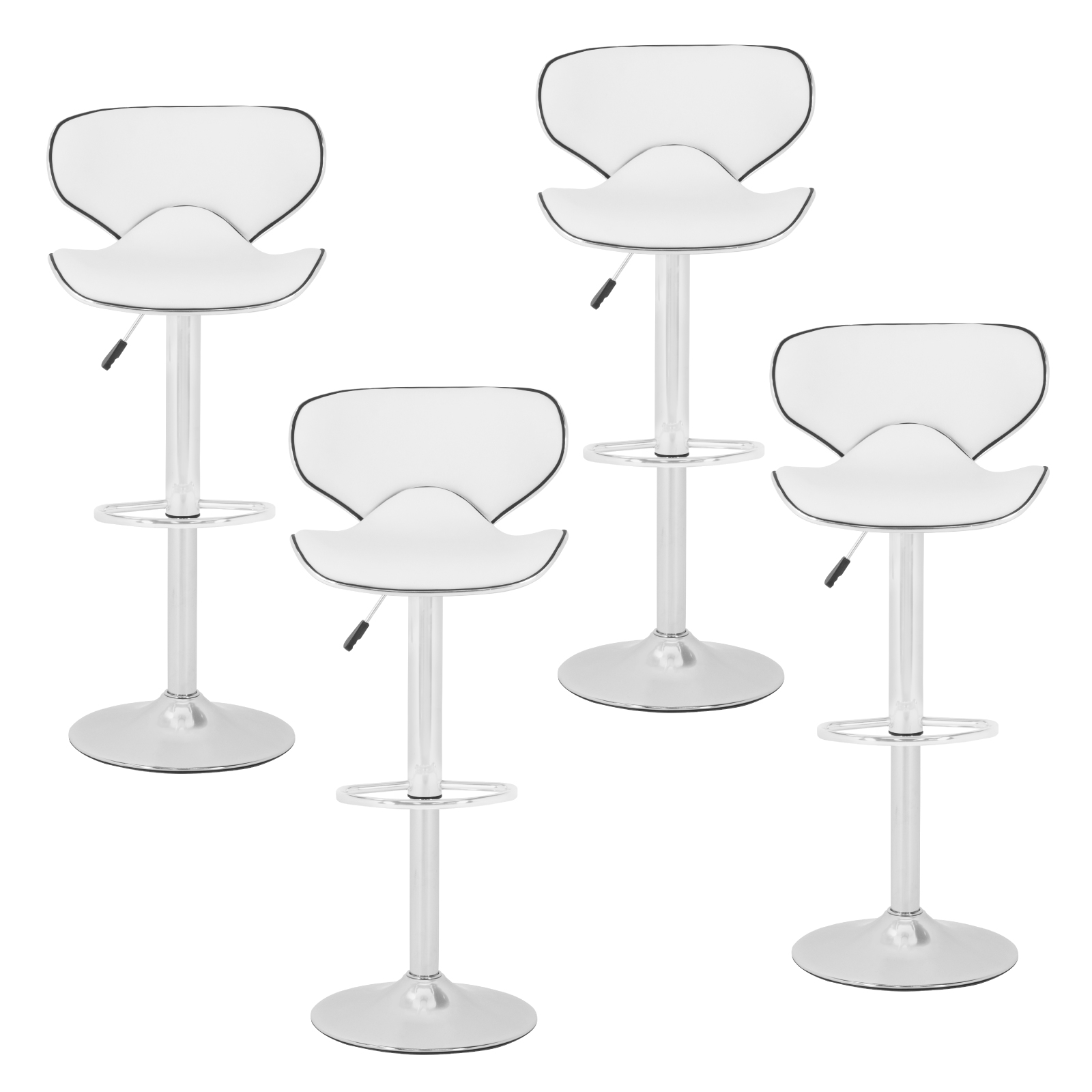 Kit de 4 Bancos Altos Onof para Barra con Respaldo Giratorio y Altura Ajustable, Bancos para Bar Restaurante Cafetería