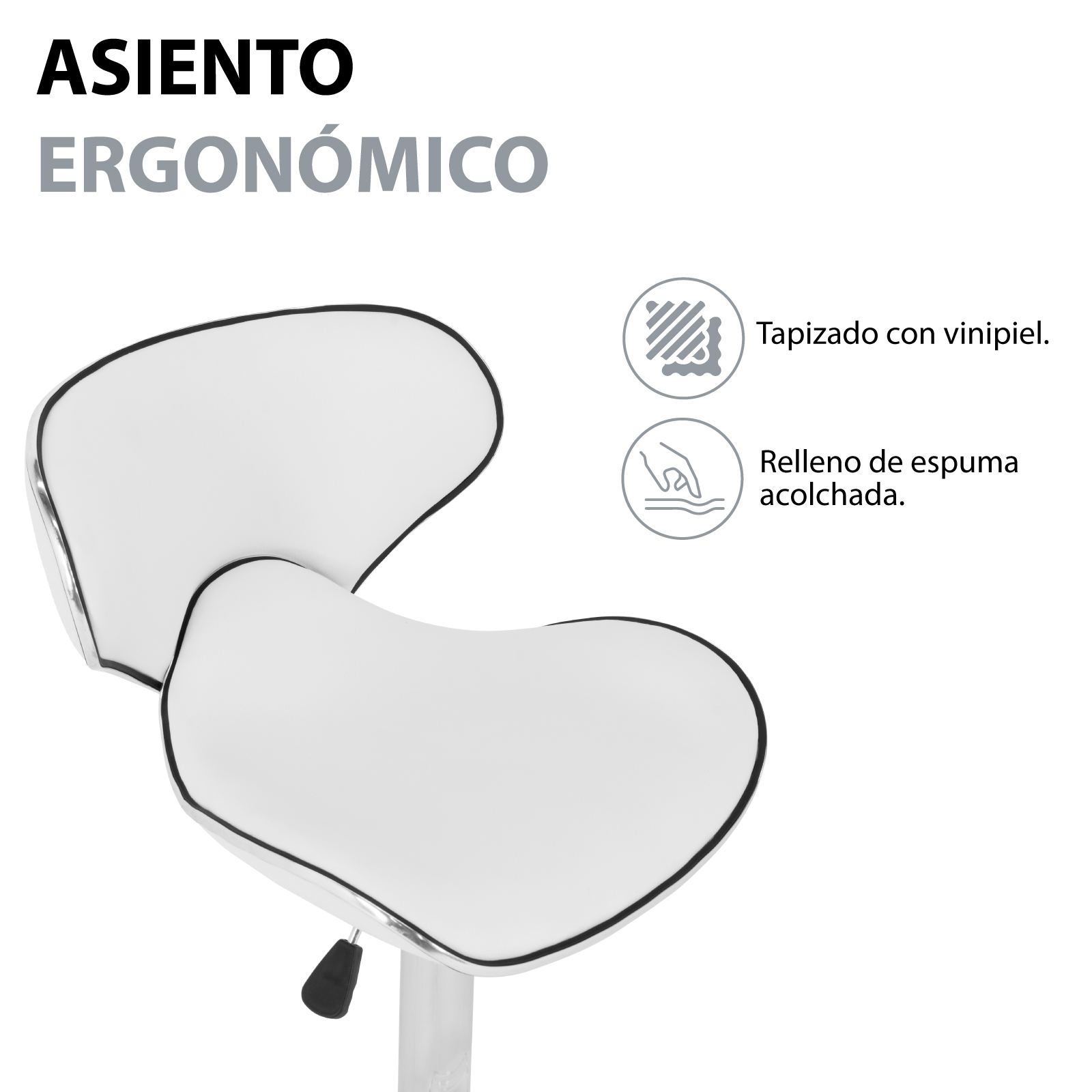 Kit de 4 Bancos Altos Onof para Barra con Respaldo Giratorio y Altura Ajustable, Bancos para Bar Restaurante Cafetería