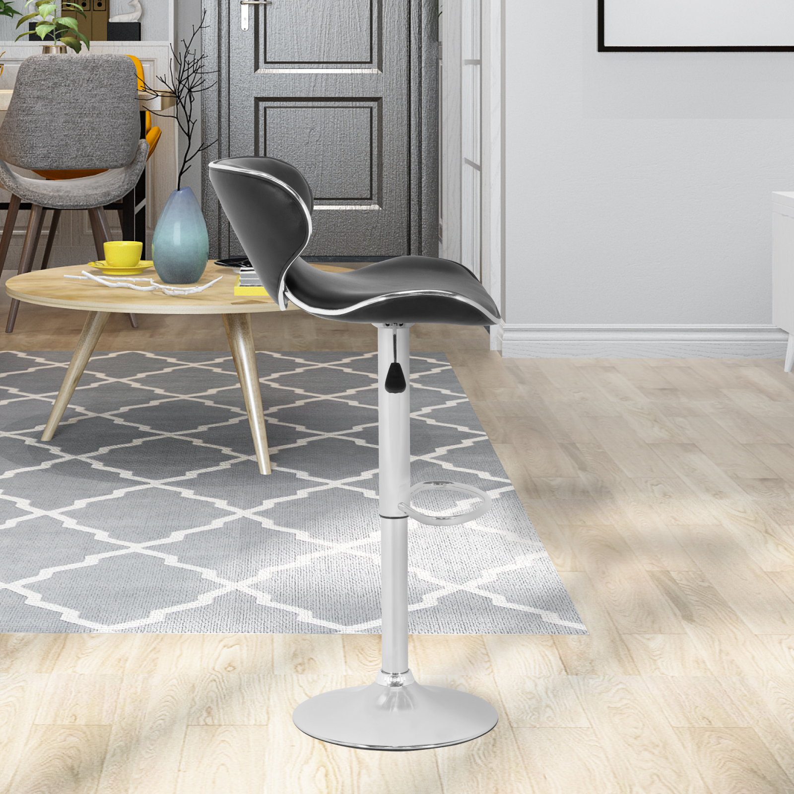 Kit de2 Banco Alto Onof para Barra con Respaldo Giratorio y Altura Ajustable, Bancos para Bar Restaurante Cafetería