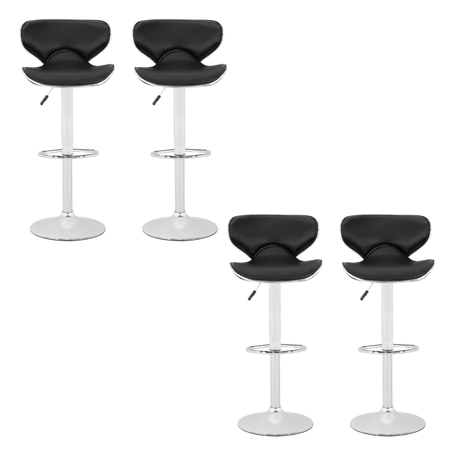 Kit de 4 Bancos Altos Onof para Barra con Respaldo Giratorio y Altura Ajustable, Bancos para Bar Restaurante Cafetería