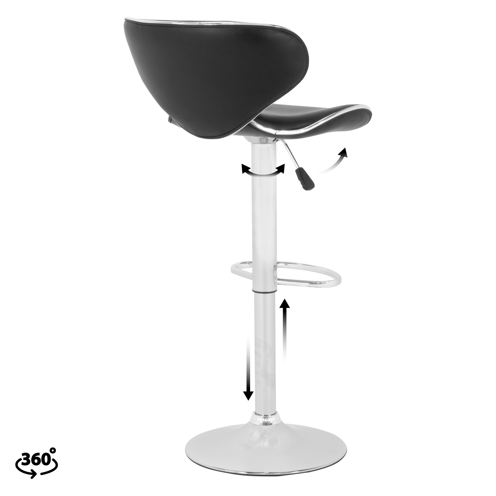 Kit de 4 Bancos Altos Onof para Barra con Respaldo Giratorio y Altura Ajustable, Bancos para Bar Restaurante Cafetería