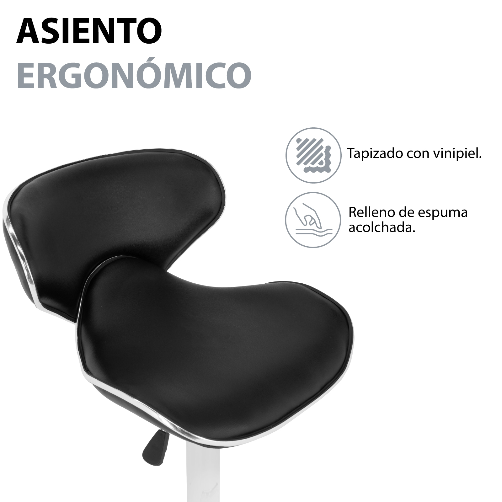 Kit de 4 Bancos Altos Onof para Barra con Respaldo Giratorio y Altura Ajustable, Bancos para Bar Restaurante Cafetería