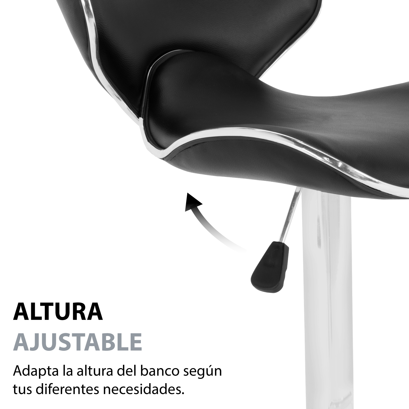 Kit de 4 Bancos Altos Onof para Barra con Respaldo Giratorio y Altura Ajustable, Bancos para Bar Restaurante Cafetería