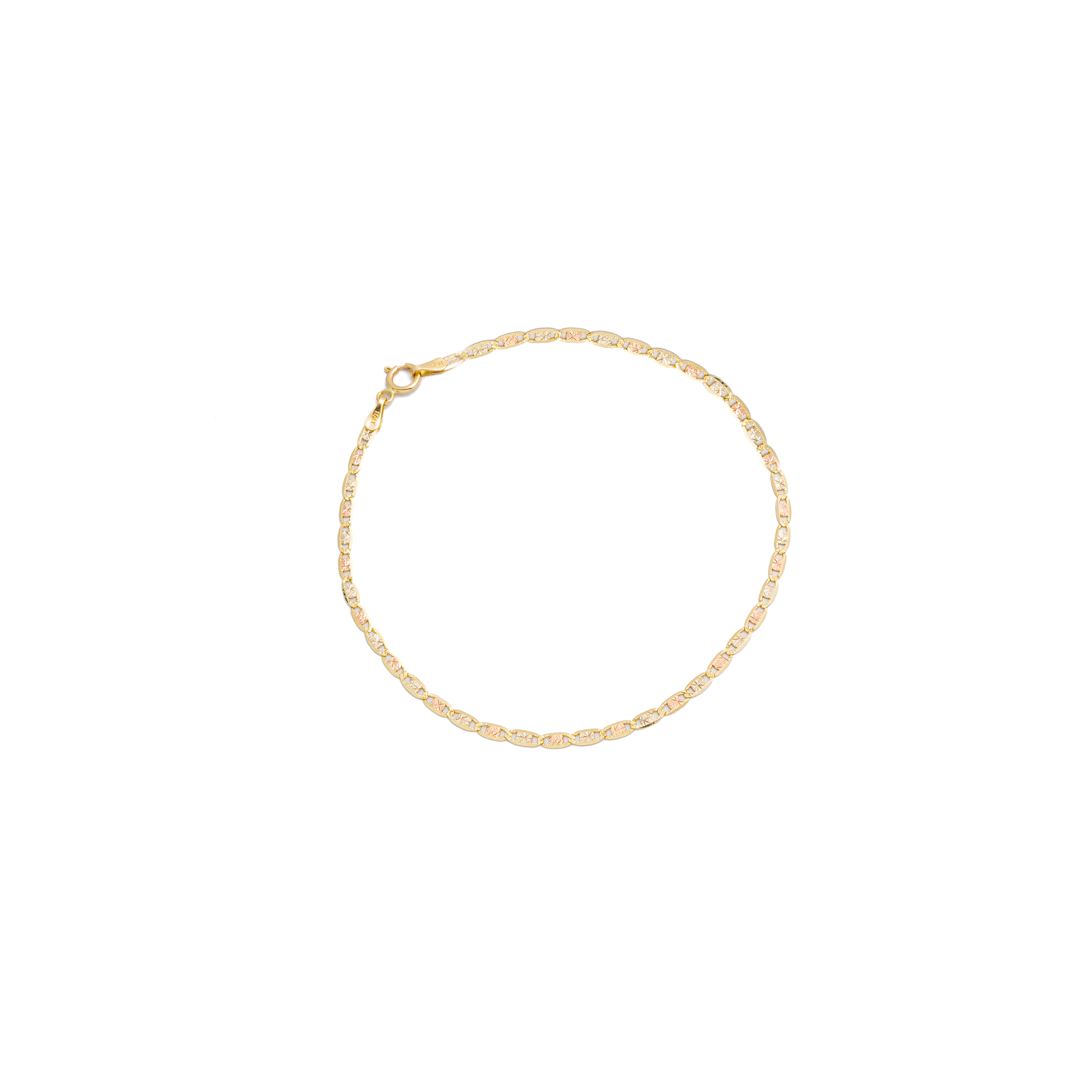 Pulsera Florentino 3 Oros Planchada Oro 14 Kilates.