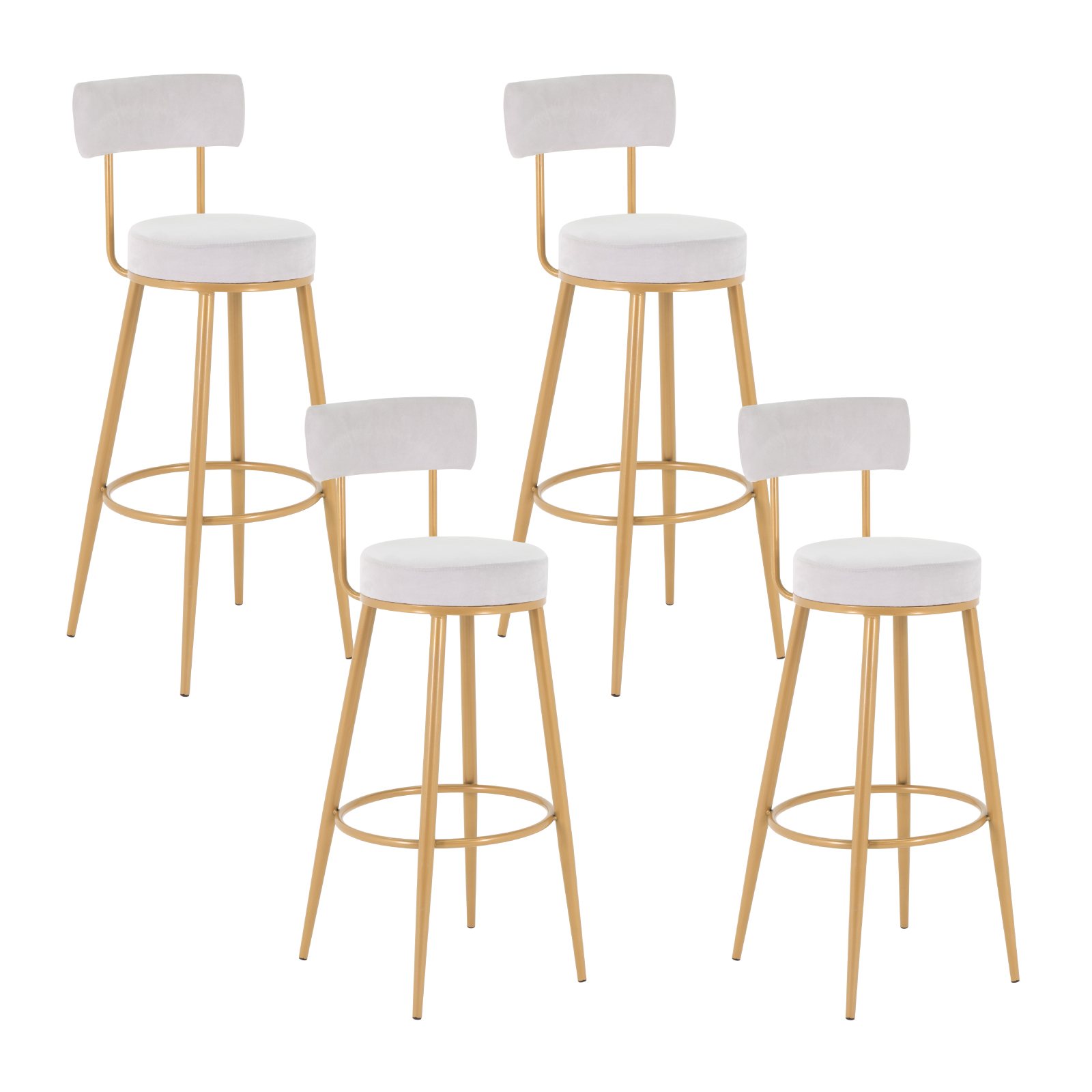 Kit de 4 Bancos Altos Onof para Barra con Respaldo Giratorio y Altura Ajustable, Bancos para Cocina Comedor Sala