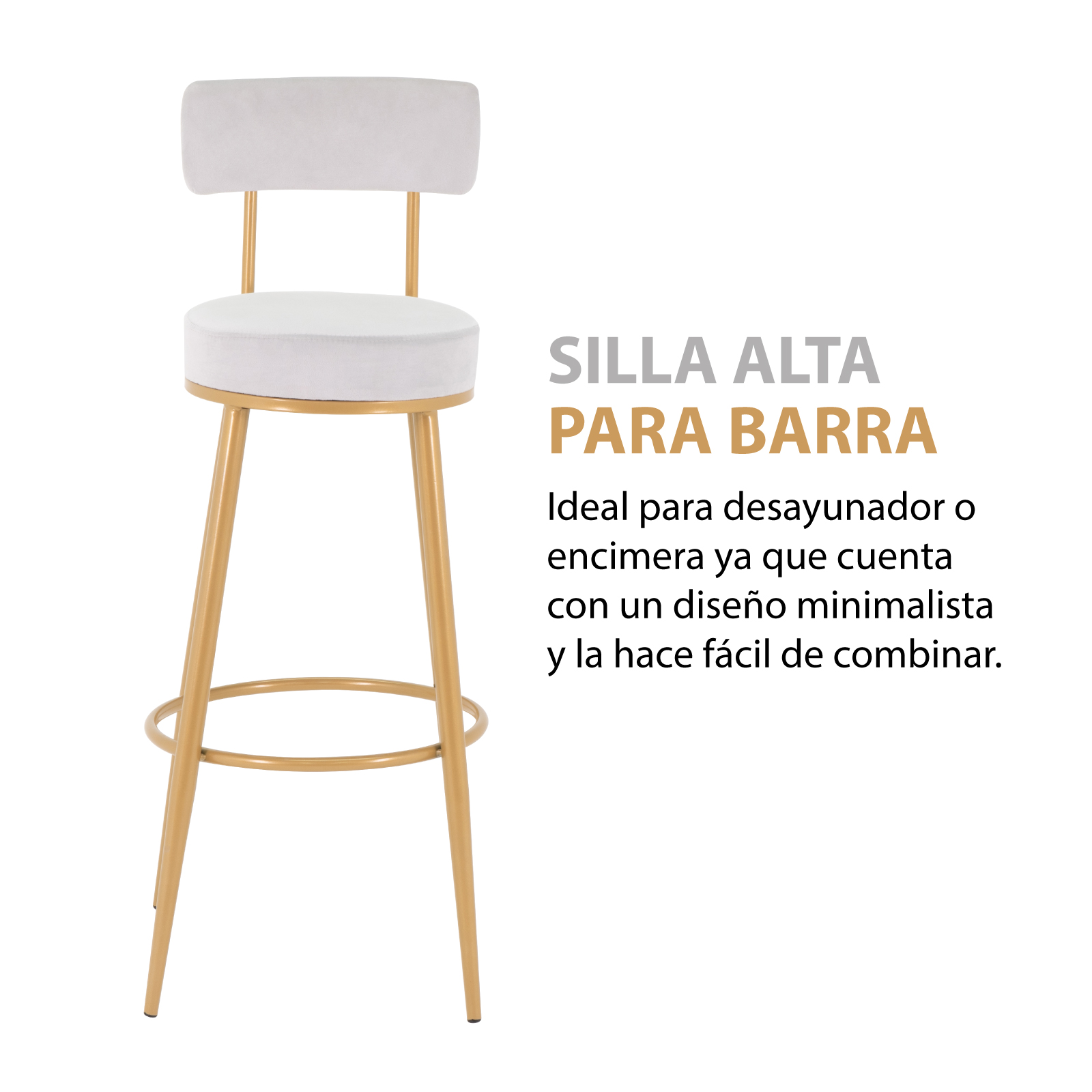 Kit de 4 Bancos Altos Onof para Barra con Respaldo Giratorio y Altura Ajustable, Bancos para Cocina Comedor Sala