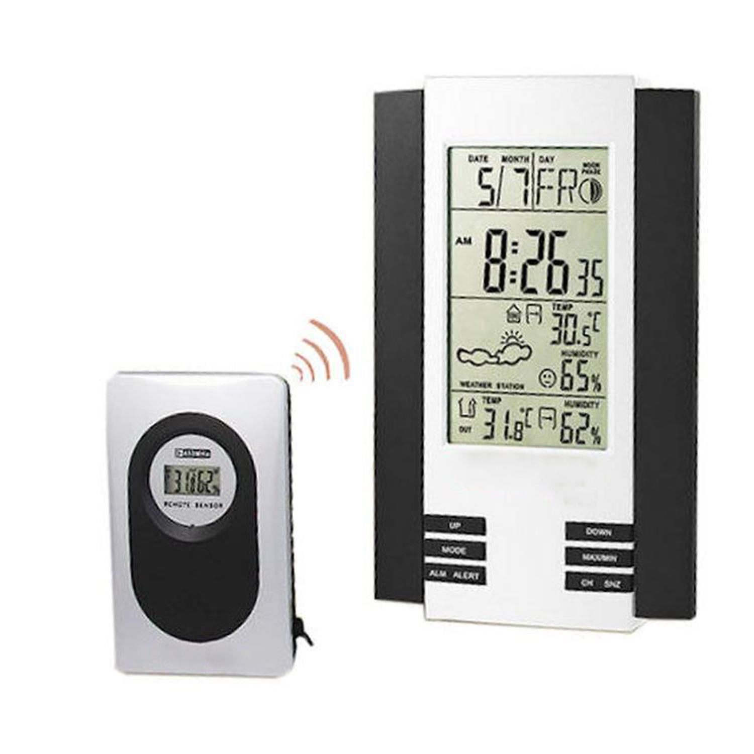 Estacion Clima MXICK-001-12 CFTemp, Interior, 0 a 50C ó 32 a 122F Temp, Exterior, -20 a 70C ó -4 a 158F 2"AAA", ThermoClock