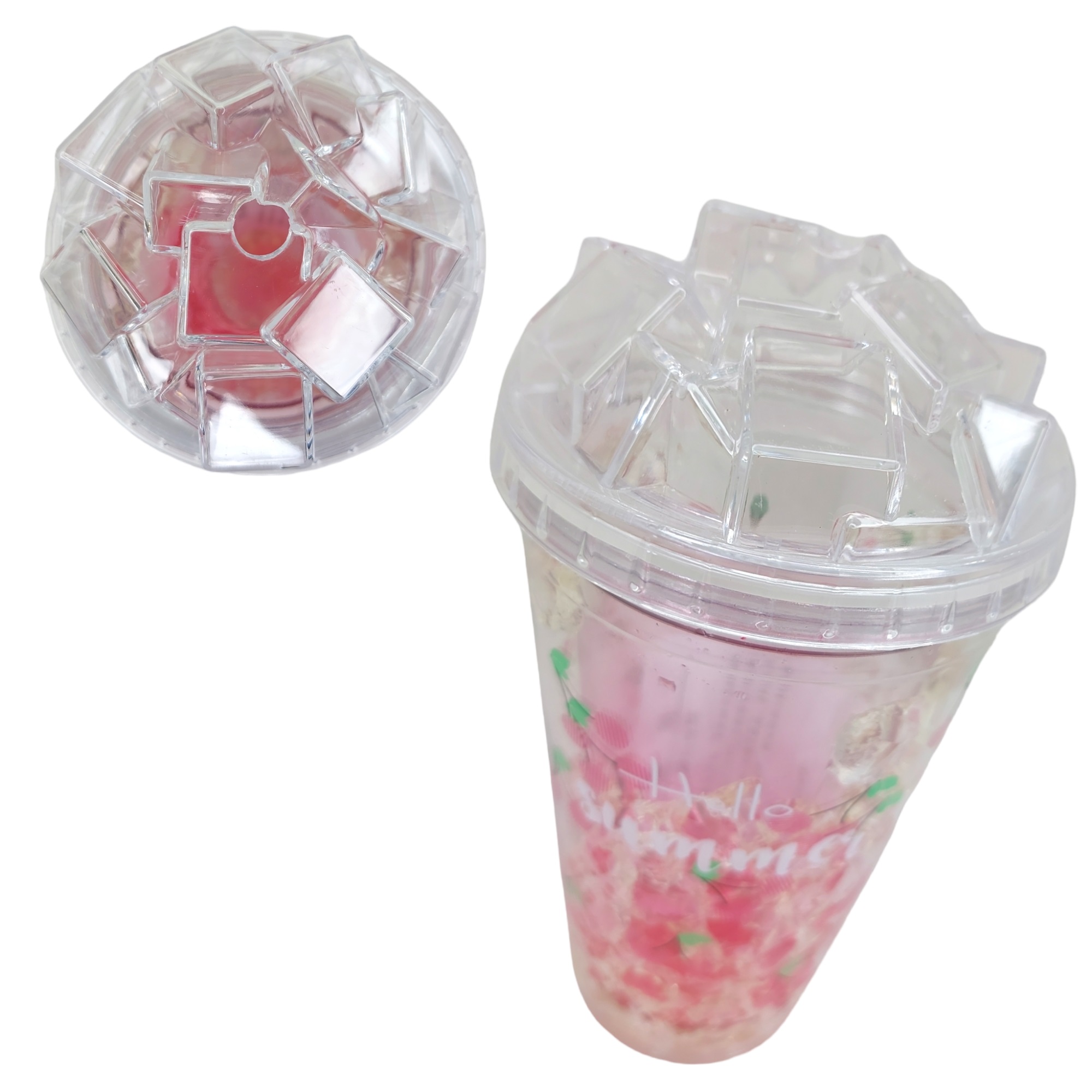 Vaso congelado de gel 450 ml estampado "HELLO summer"