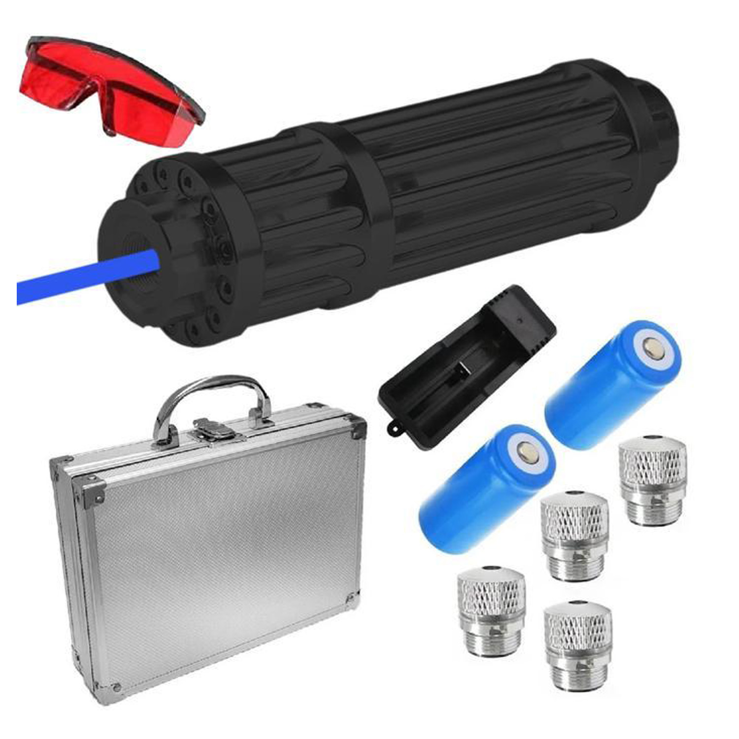 Láser Azul Quemador MXLZK-001-17 Potencia 50000mW Alcance 90000m 3,1-3,8V 2 Pilas 16340 Se venden por separado Este Laser Quema, LazzaDark