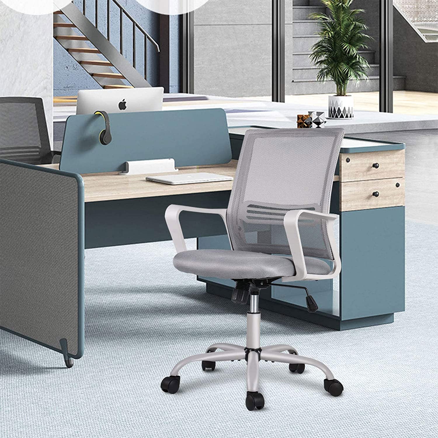 Silla de Escritorio Ergonomica para Oficina Giratoria-Gris