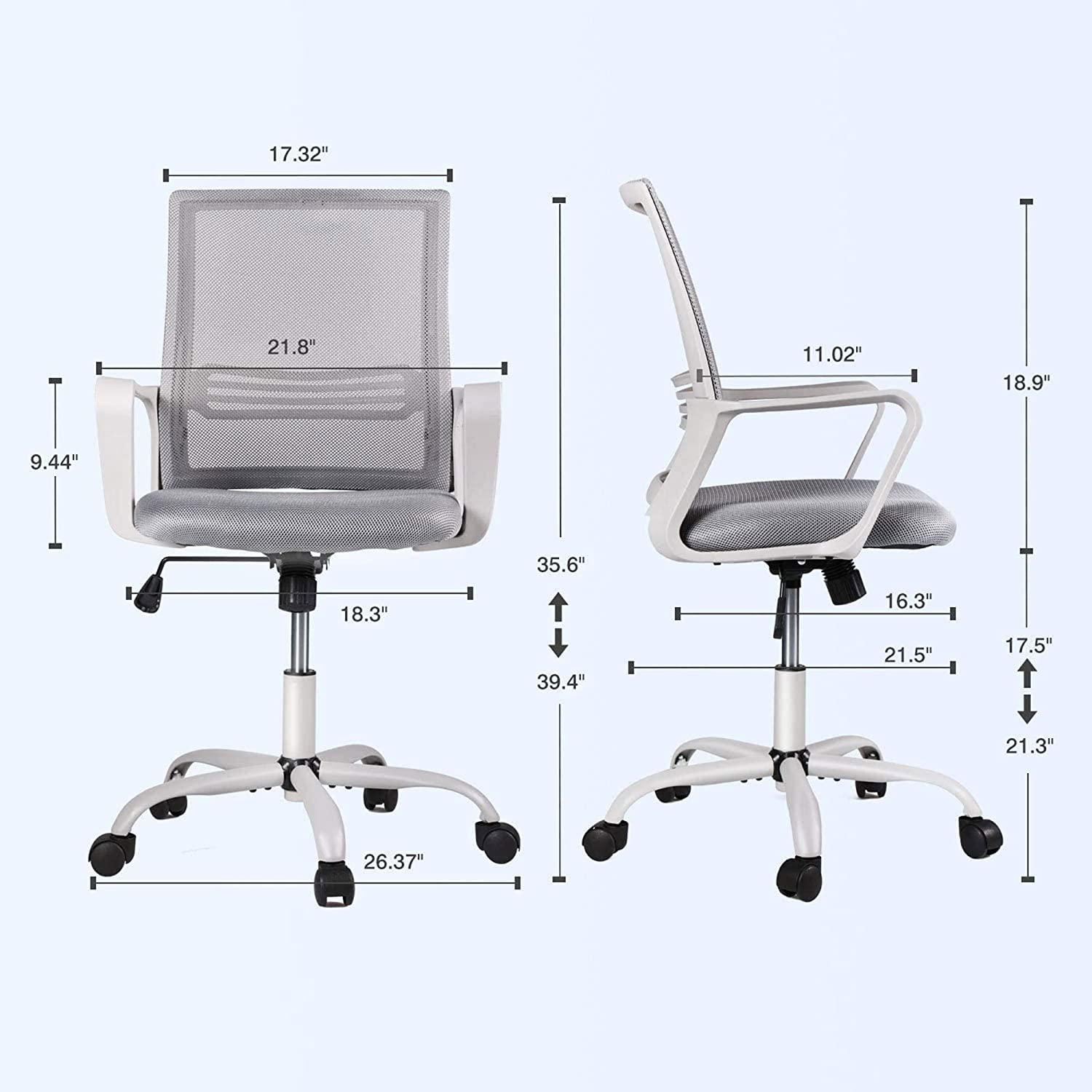 Silla de Escritorio Ergonomica para Oficina Giratoria-Gris