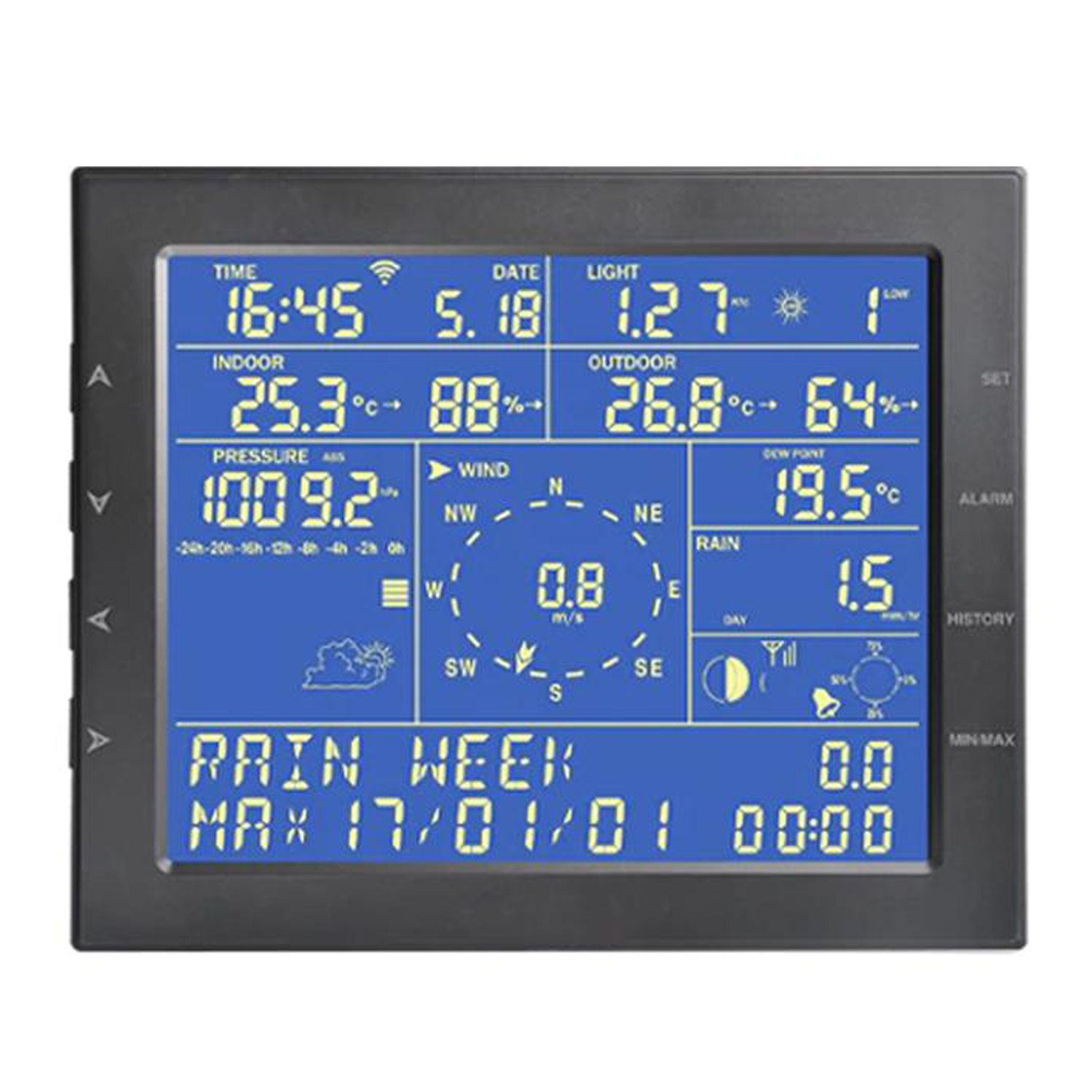 Estación Meteorológica Profesional MXWSP-001-12 CF Temp, Int, -0 a 50C ó Temp, Exterior, -40 a 60C 3 AA 1,5V 2"AA" WindSpeed