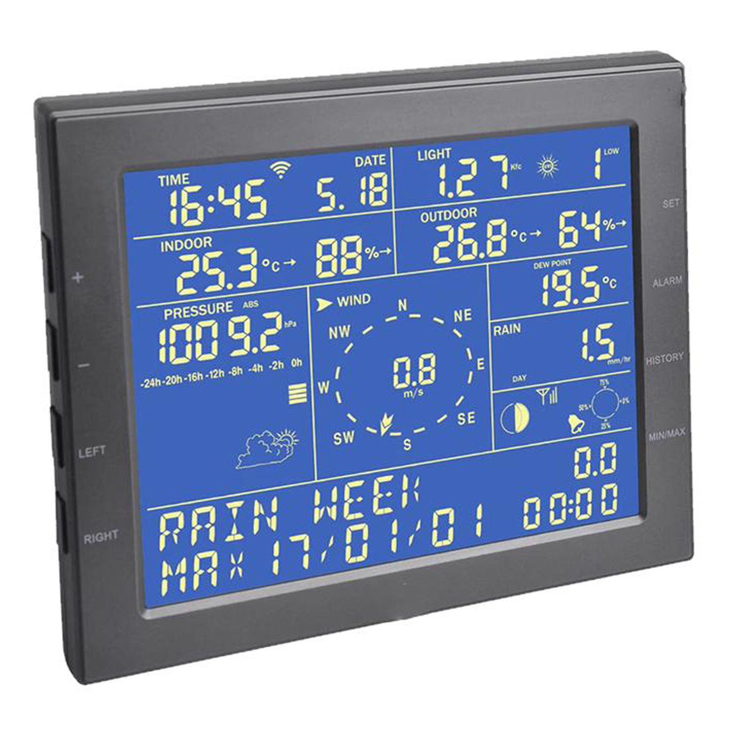 Estación Meteorológica Profesional MXWSP-001-12 CF Temp, Int, -0 a 50C ó Temp, Exterior, -40 a 60C 3 AA 1,5V 2"AA" WindSpeed