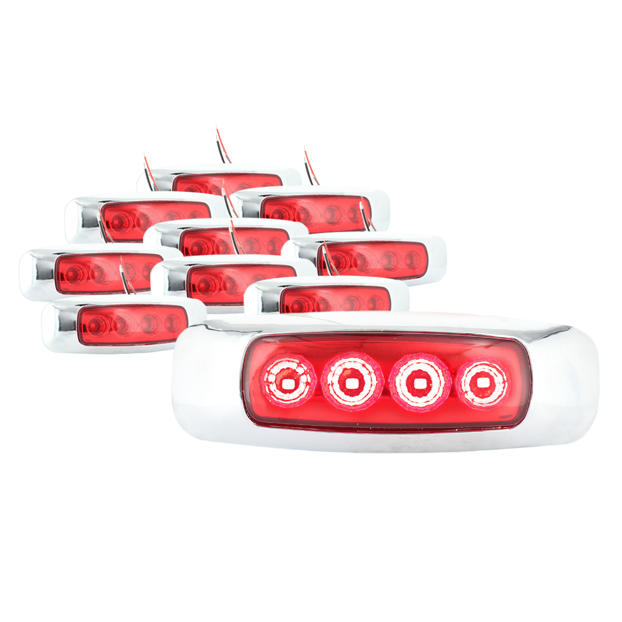 10 Plafon 4 Led Luz Lateral Fija Estrobo Base Cromo 12-24v