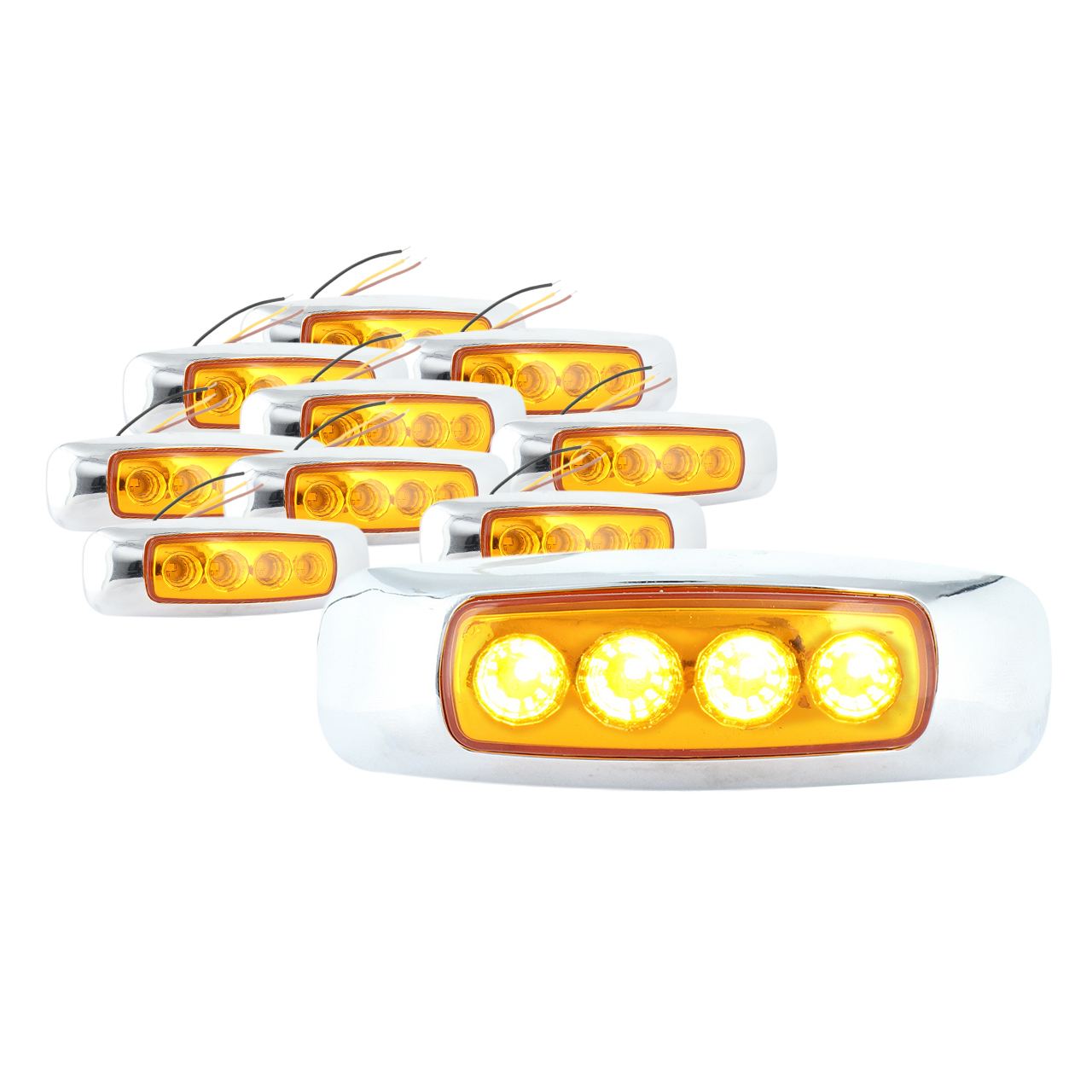 10 Plafon 4 Led Luz Lateral Fija Estrobo Base Cromo 12-24v