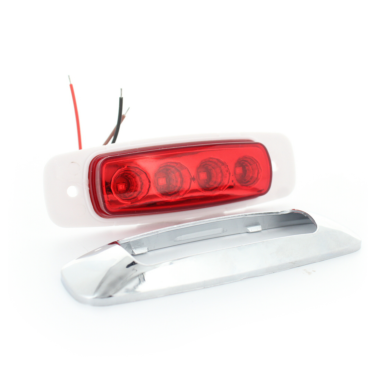 10 Plafon 4 Led Luz Lateral Fija Estrobo Base Cromo 12-24v