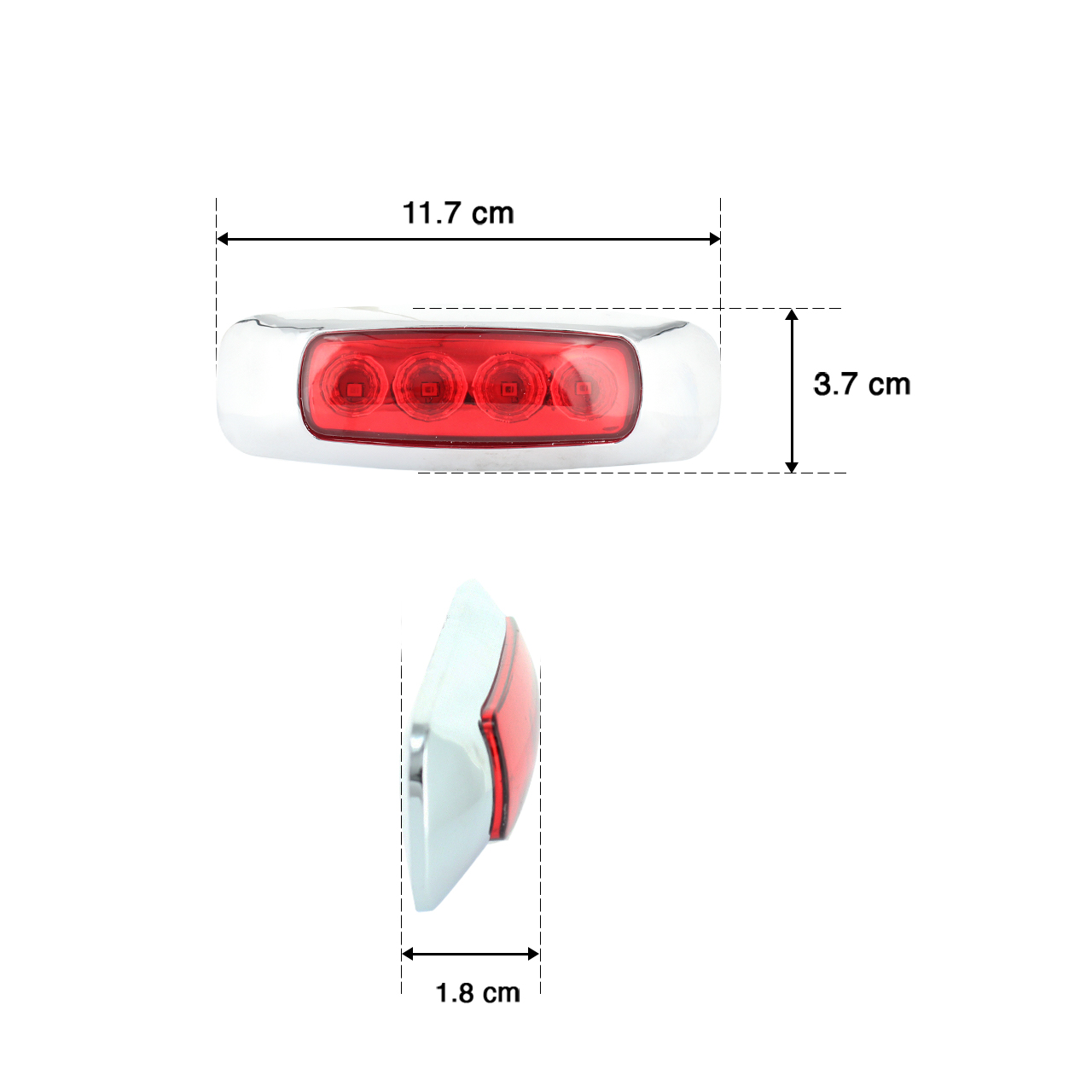 10 Plafon 4 Led Luz Lateral Fija Estrobo Base Cromo 12-24v