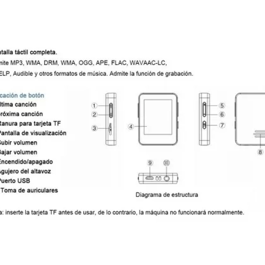 Reproductor Mp3 Con Bluetooth, Táctil, Excelentes Acabados