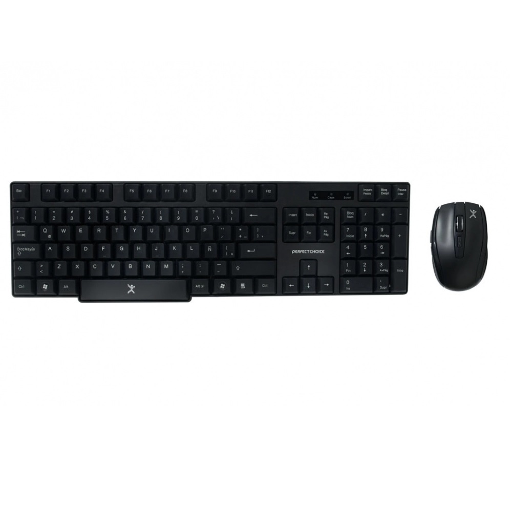 Kit de Teclado y Mouse Perfect Choice PC-200994 Inalámbrico USB Negro resistente a derrames