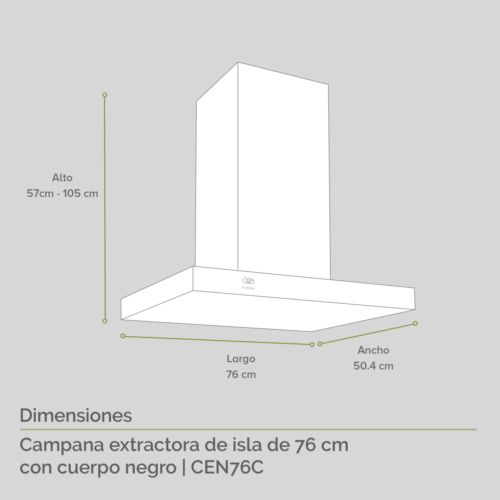 Combo AVERA Parrilla A Gas 5 Quemadores Campana Extractora De Isla 76 CM Y Horno Empotrable A Gas VT5CEN76CHE01LP