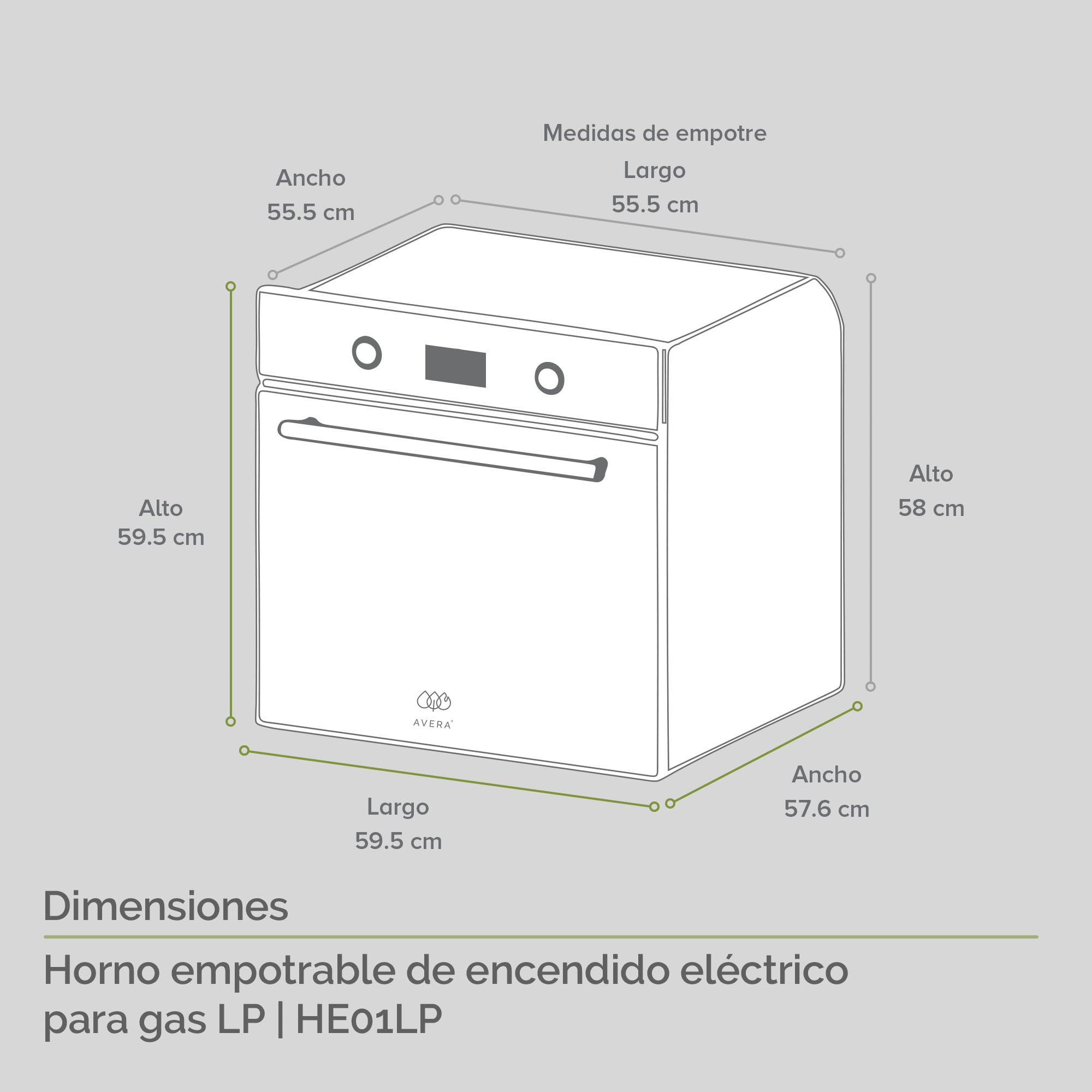 Combo AVERA Parrilla A Gas 5 Quemadores Campana Extractora De Isla 76 CM Y Horno Empotrable A Gas VT5CEN76CHE01LP