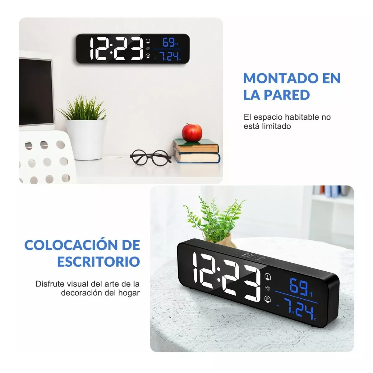 Reloj Despertador Digital Visualización Grande Led