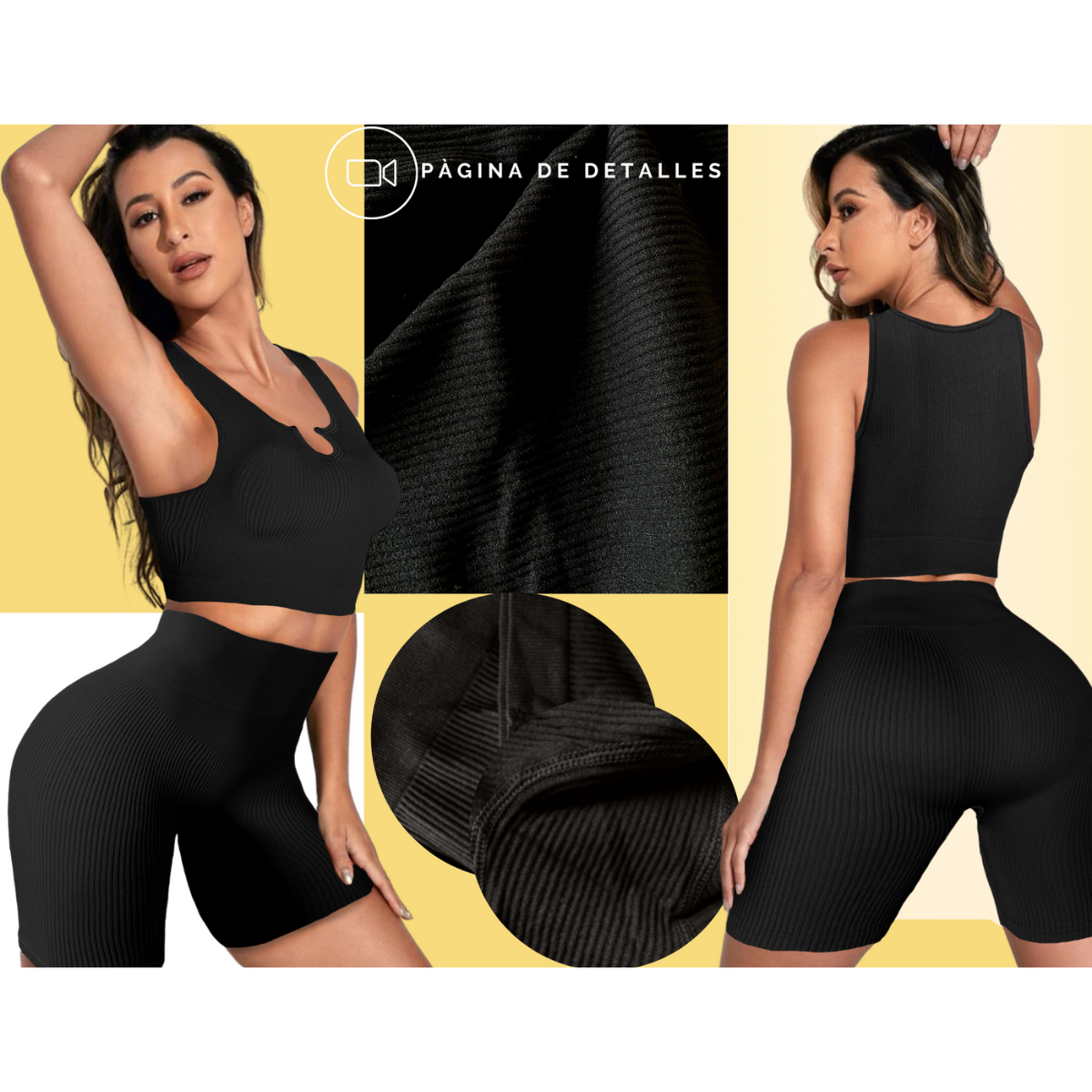 Conjunto Short Leggins Anticelulitis + Top Mujer Yoga Jareta