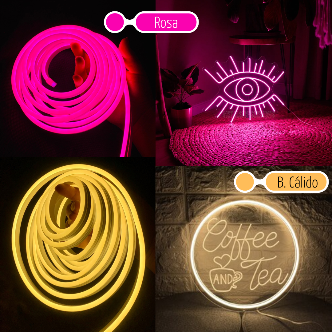 Tira Led Neón Flex con Eliminador Unicolor Decorativa 5 Metros Anti Agua DOSYU 