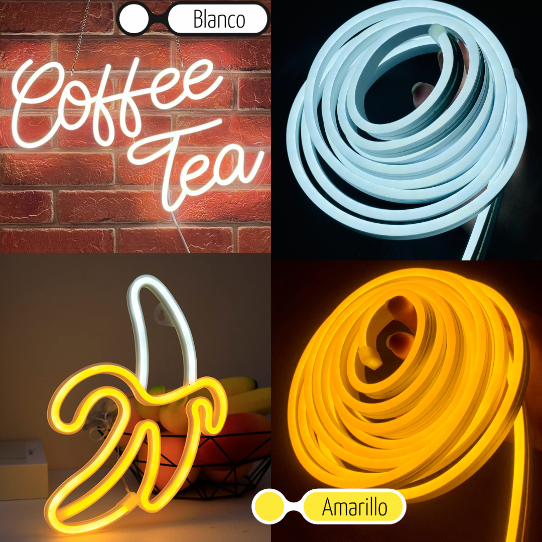 Tira Led Neón Flex con Eliminador Unicolor Decorativa 5 Metros Anti Agua DOSYU 