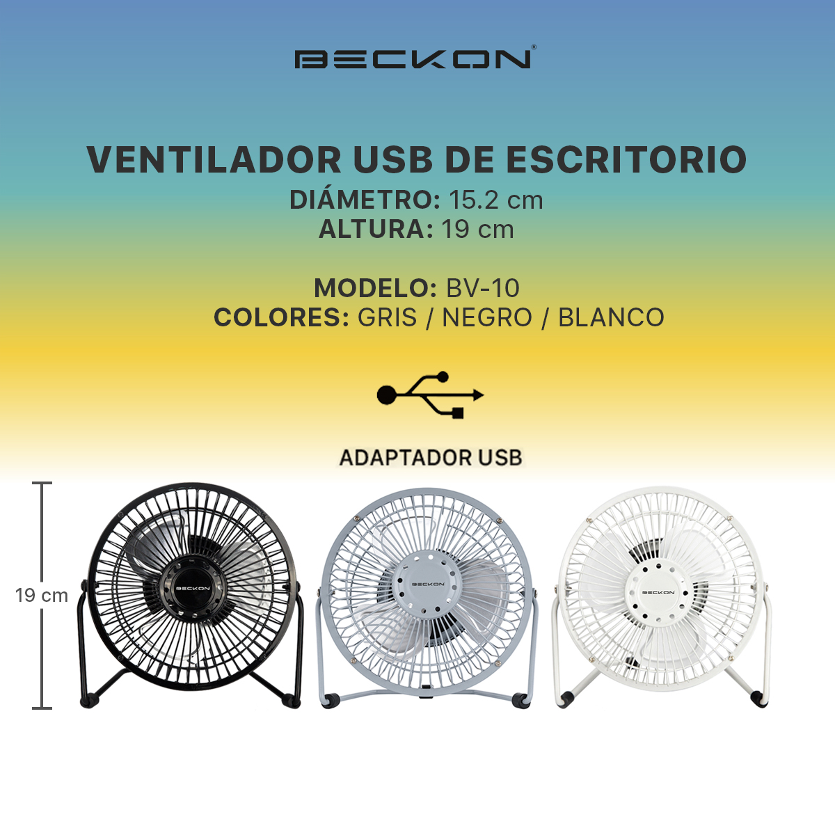 Ventilador  para Escritorio oficina de usb personal portátil Beckon BV-10 15.2 cm