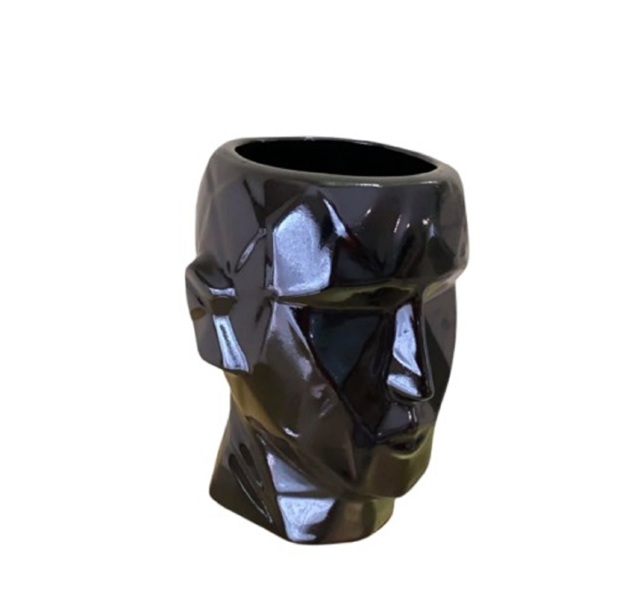 Figura Maceta Decorativa De Cerámica  Galería Oneris Rostro geométrico Grande