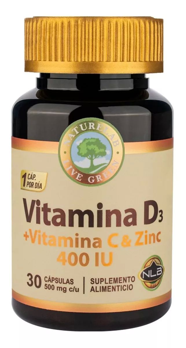 Vitamina D3 + Vitamina C & Zinc 400 Iu 30 Cápsulas Naturelab