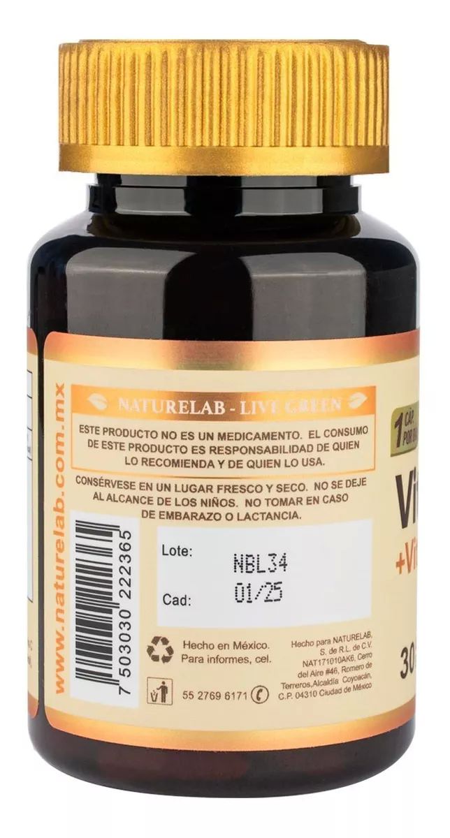 Vitamina D3 + Vitamina C & Zinc 400 Iu 30 Cápsulas Naturelab