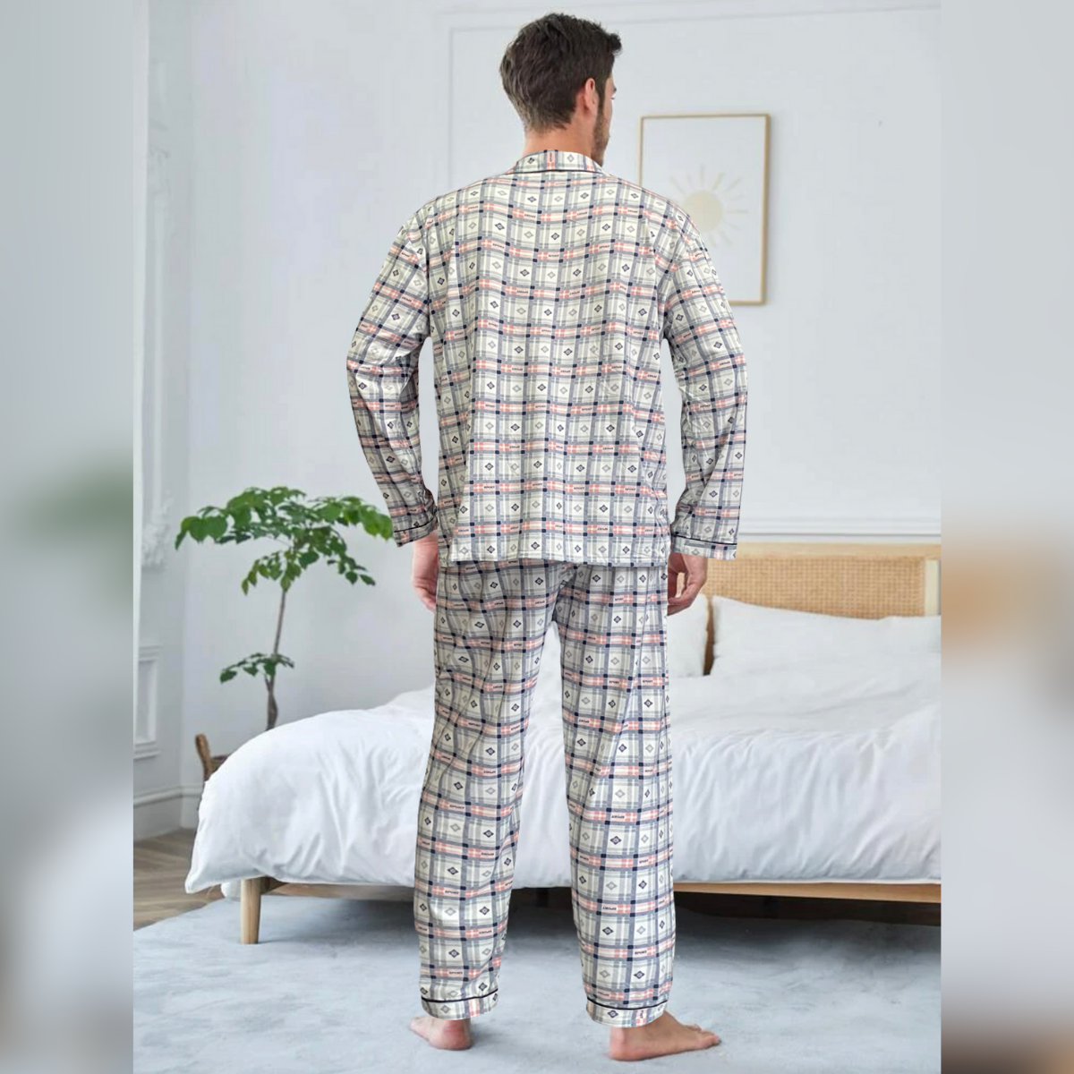 Pijama Hombre Invierno Set 2 Pzas Pantalon Camisa Caballero D8-D10