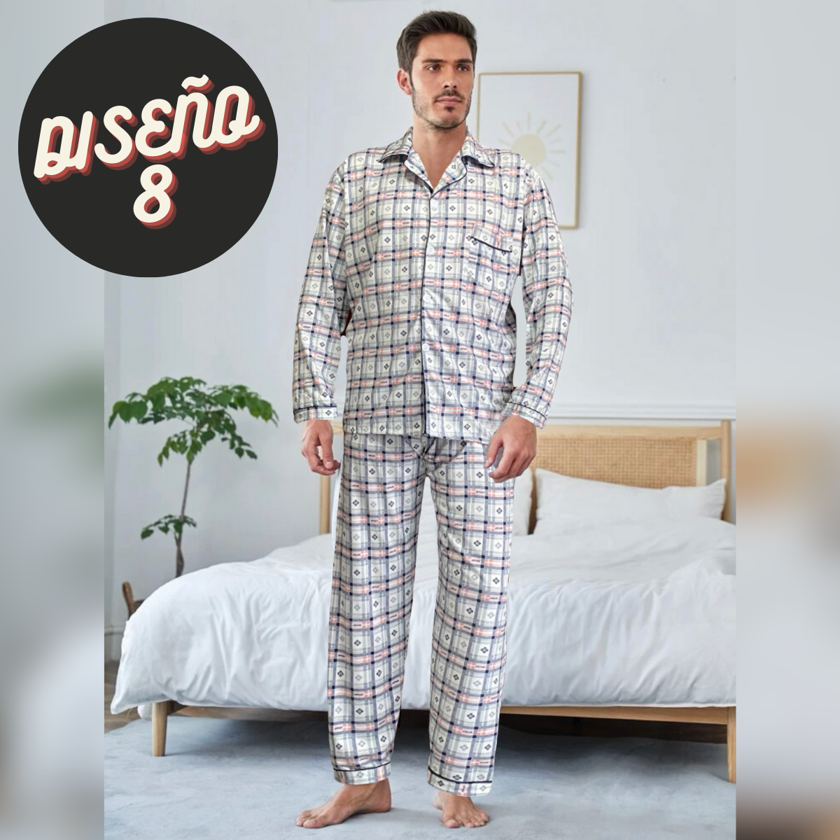 Pijama Hombre Invierno Set 2 Pzas Pantalon Camisa Caballero D8-D10