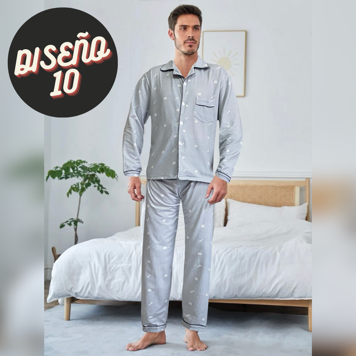 Pijama Hombre Invierno Set 2 Pzas Pantalon Camisa Caballero D8-D10