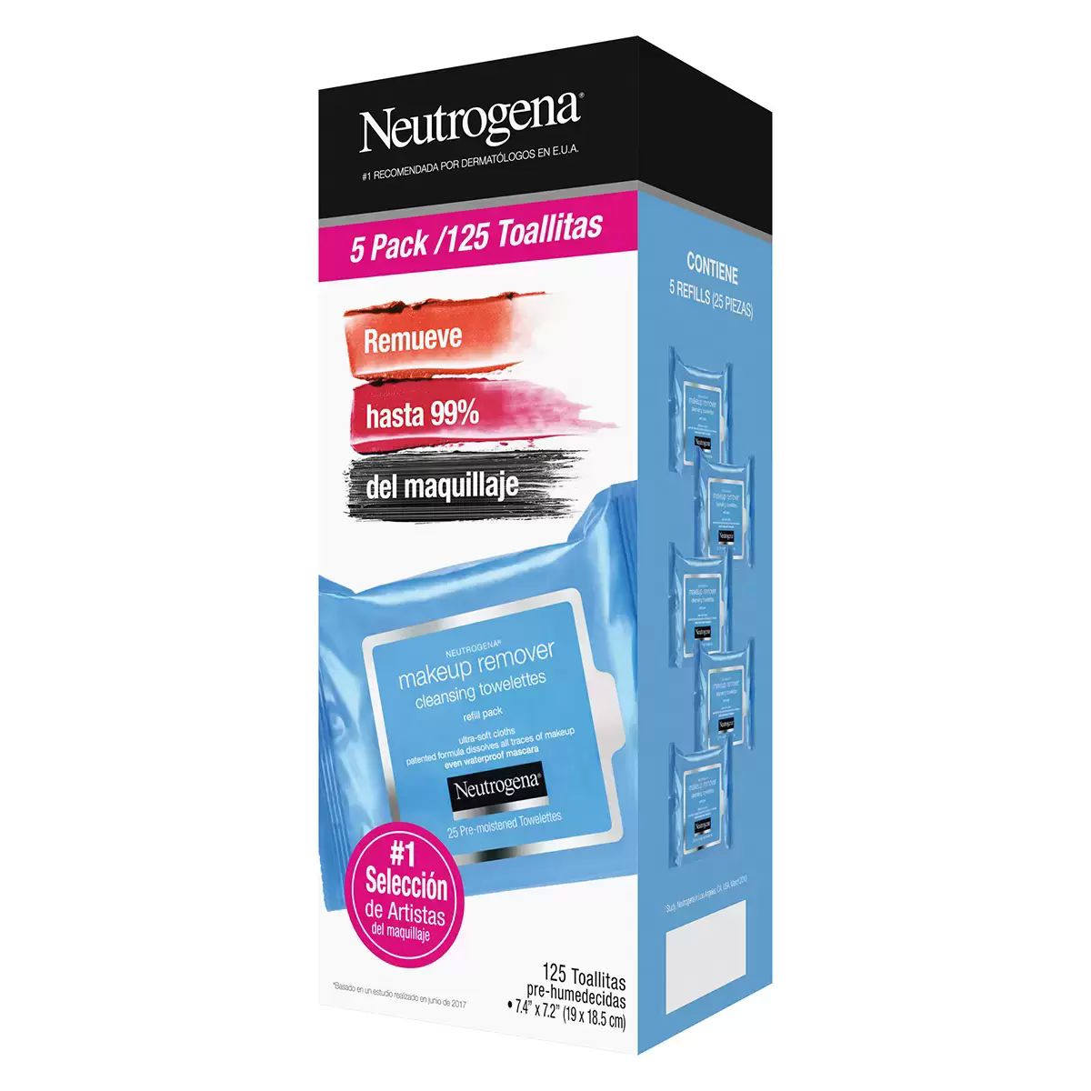 Neutrogena Toallas Desmaquillantes 5 paquetes de 25 pzas