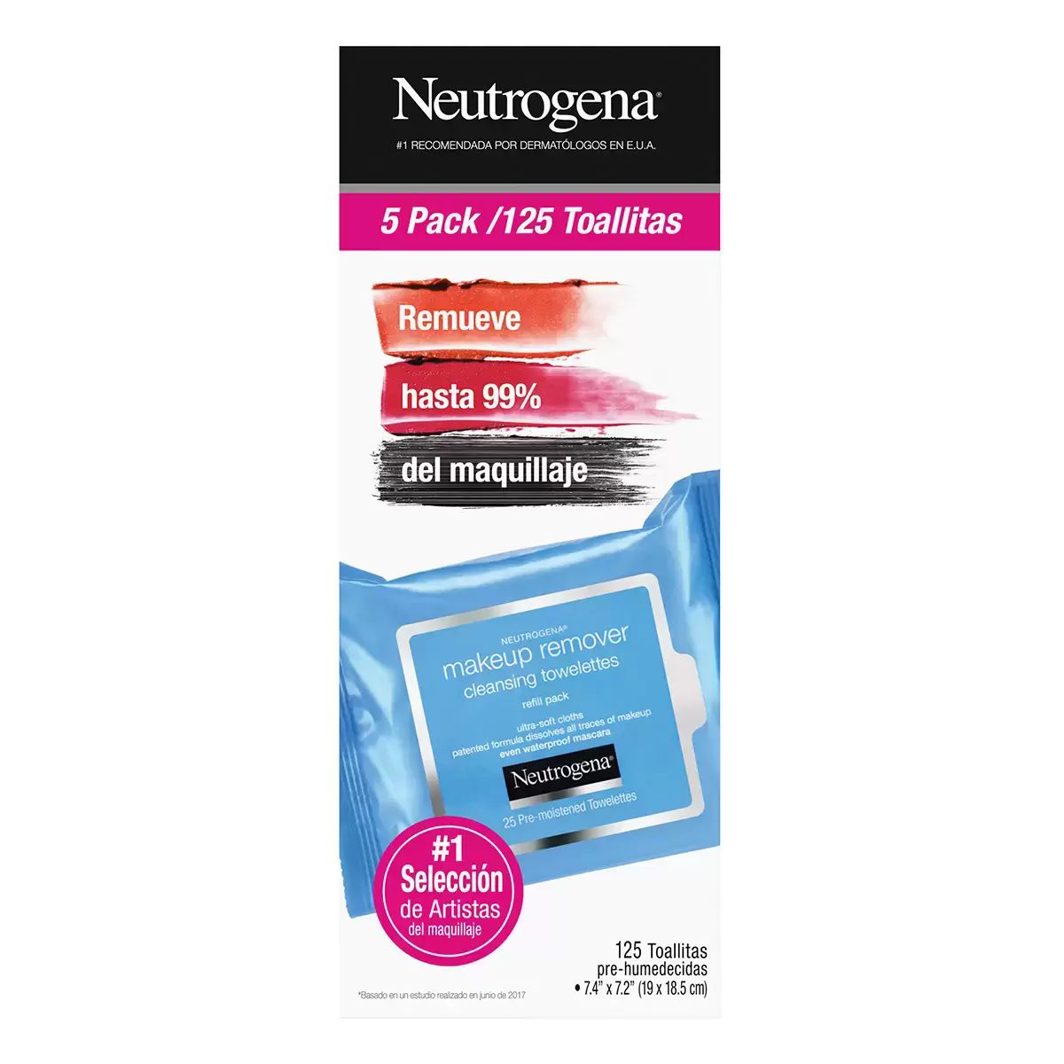 Neutrogena Toallas Desmaquillantes 5 paquetes de 25 pzas
