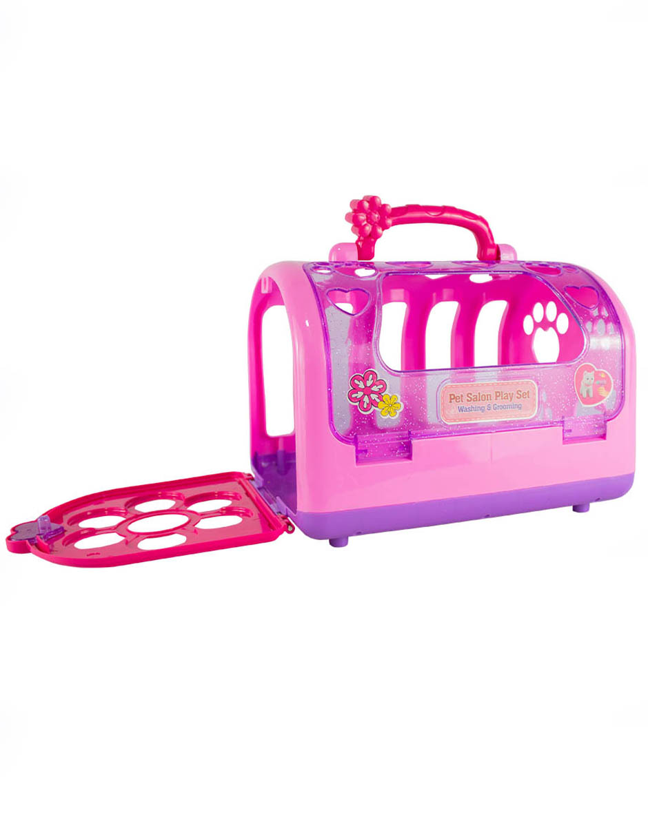 Set estética con perrito de peluche con varios movimientos y accesorios de cuidado 