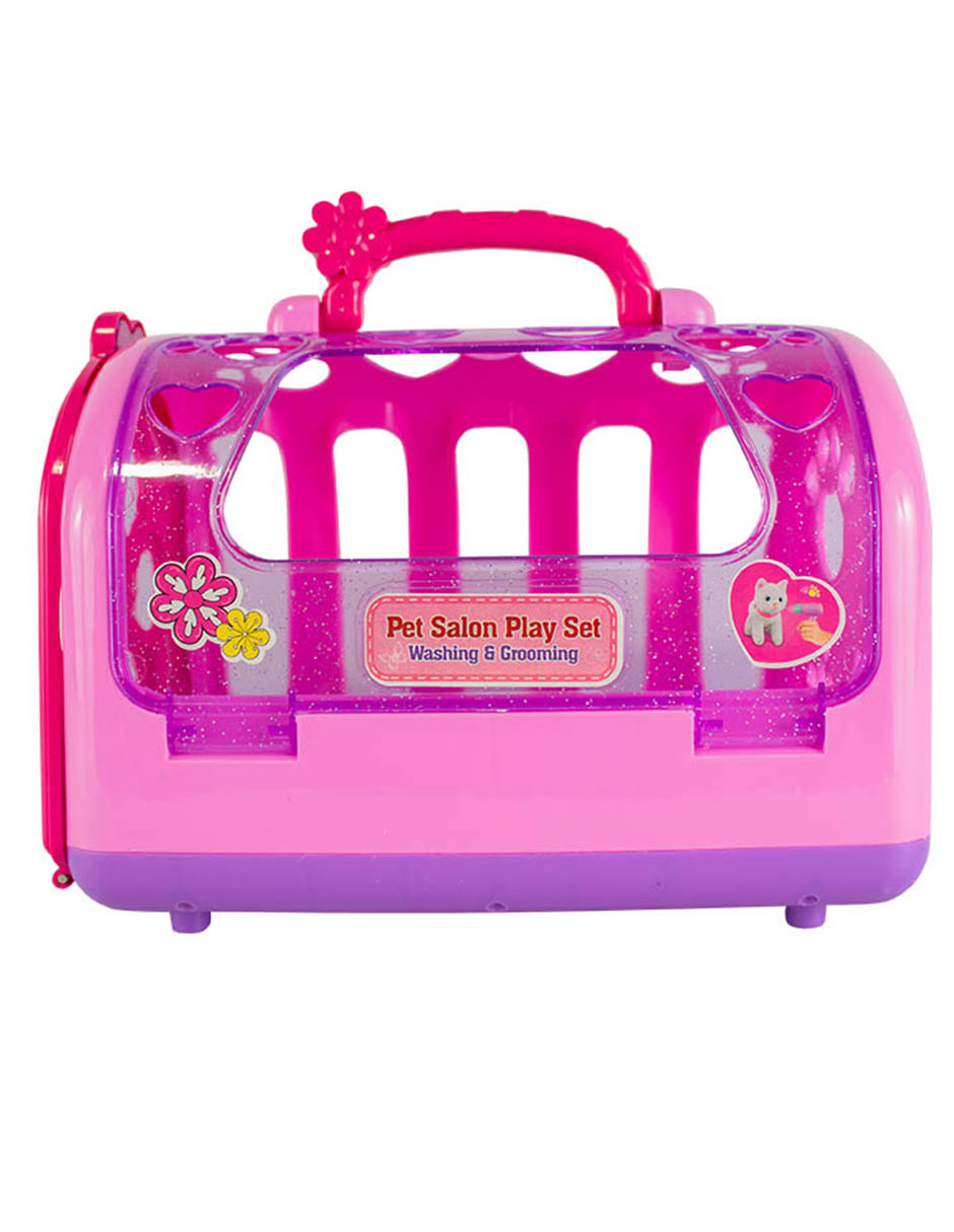 Set estética con perrito de peluche con varios movimientos y accesorios de cuidado 