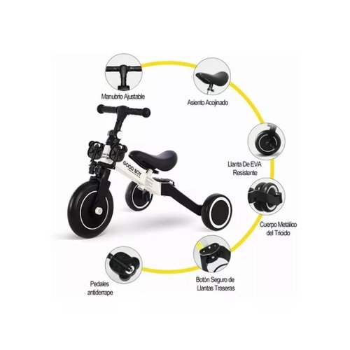 Triciclo para niños pequeños – Bicicleta de 3 ruedas para niños de 2 a 4  años – con manillar, botón de música, luces, asiento ajustable, neumáticos