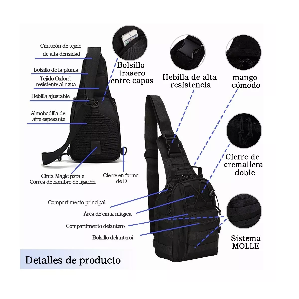 Mochila Táctica Multifunción Mochila Cuerpo Cruzada Campismo