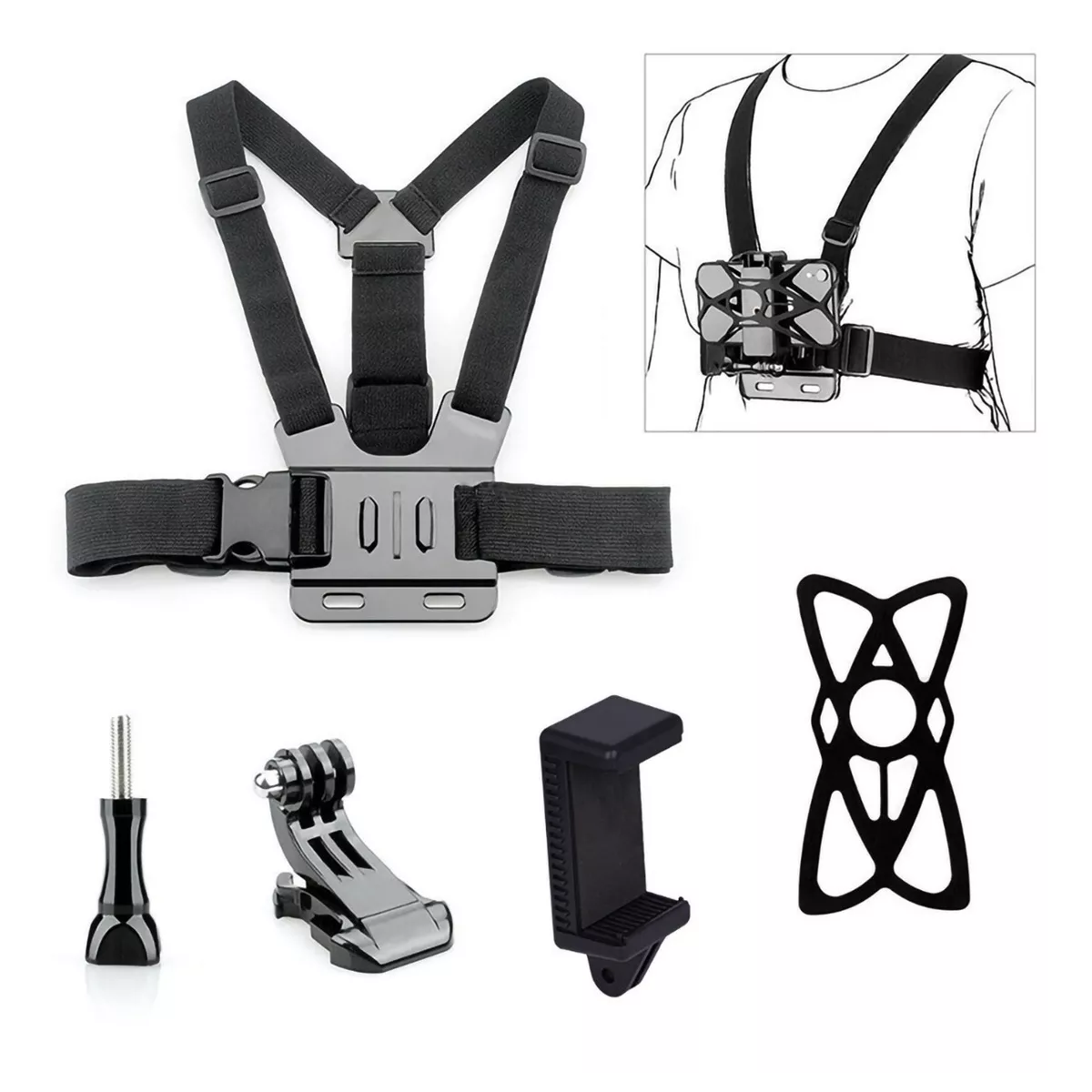 Soporte Al Pecho Con Correa Por Cámara Gopro Clip Teléfono