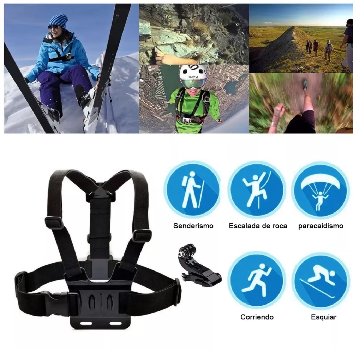 Soporte Al Pecho Con Correa Por Cámara Gopro Clip Teléfono