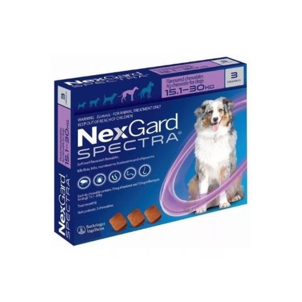 NEXGARD SPECTRA 15.1 - 30 KG L 3TABLETAS MASTICABLE (MORADO)
