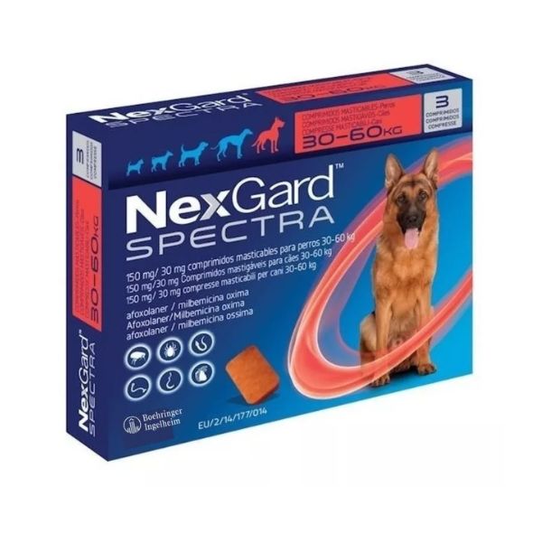 Nexgard Spectra 30.1 - 60 Kg Xl 3tabletas Masticable (rojo)
