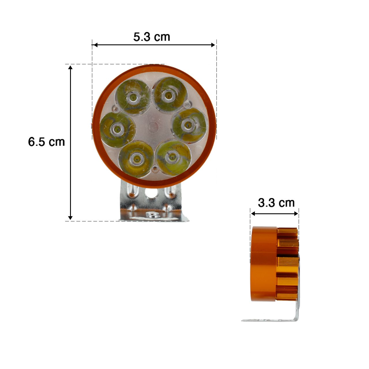 10 Faros 6 Led Redondo Auxiliar Estrobo Auto Moto Aluminio